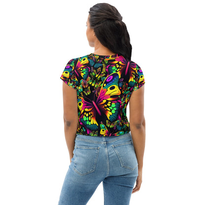 Bauchfreies T-Shirt colorful Butterfly