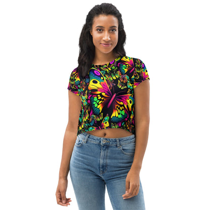 Bauchfreies T-Shirt colorful Butterfly