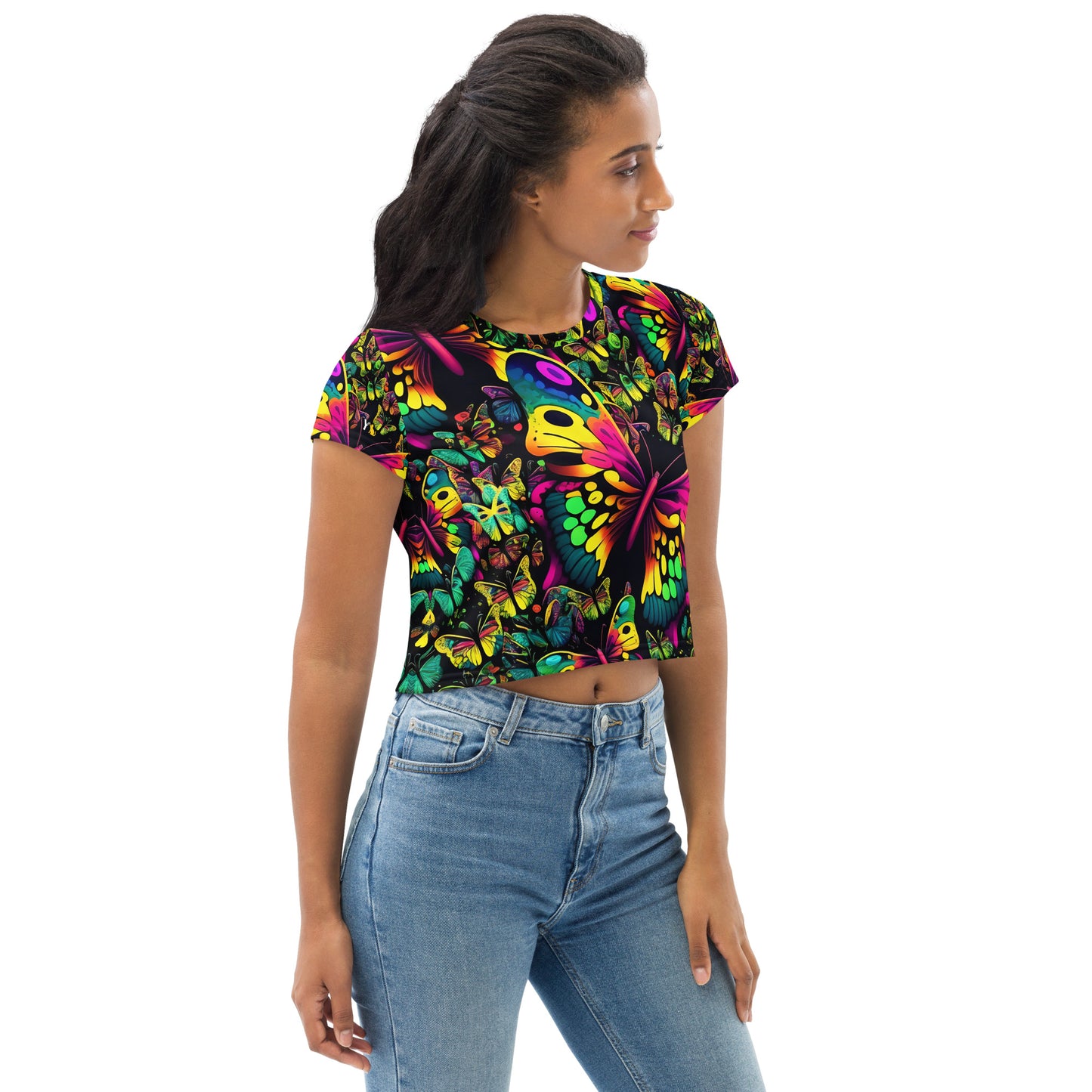 Bauchfreies T-Shirt colorful Butterfly