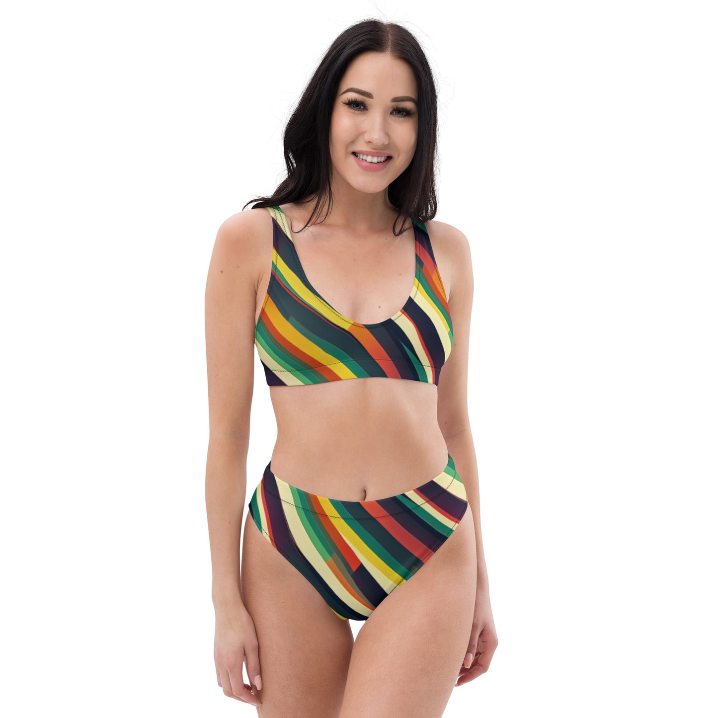 Recycelter High Waist Bikini stripes